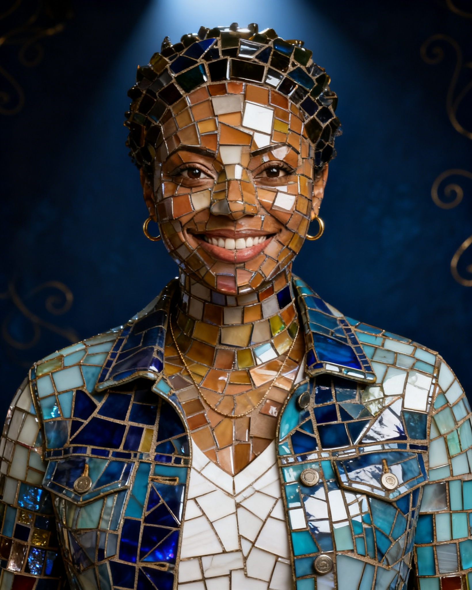 The same avatar as a glass mosaic portrait